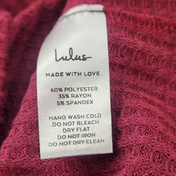 Lulus Cuddly Couture Waffle Knit Mock Neck Top Sweater Size Small Burgundy Luxe - Picture 6 of 9